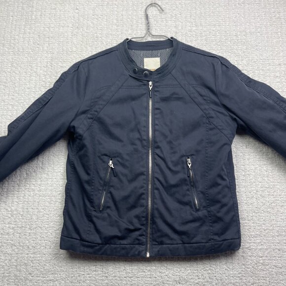 Y2K Diesel Moto Biker Jacket Women’s Size S Washed Navy Blue Zip Up Vintage - Picture 7 of 14